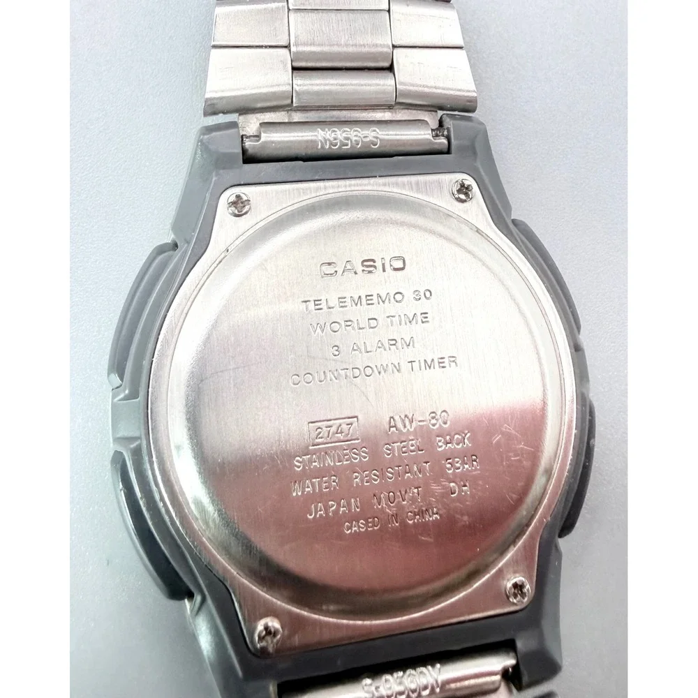 Casio Telememo 30 AW-80 Ana-Digi World Time Alarm Men's Watch Working